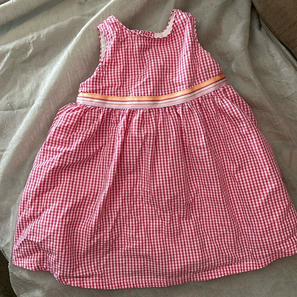 Girls pink and white checkered dress from Old Navy Outlet, Baby M, 6-12 months